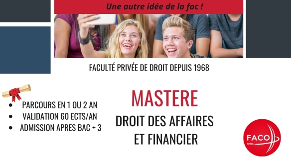 Mastère de DROIT DES AFFAIRES ET FINANCIER